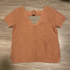 Madewell Double V Sweater Tee Linen Silk M